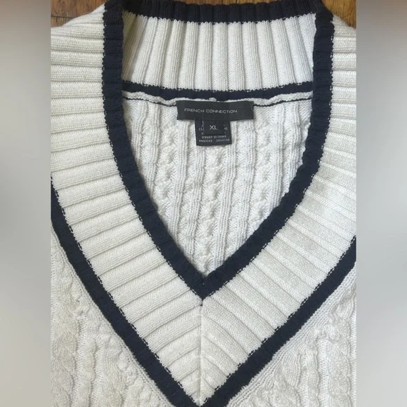FRENCH CONNECTION Mozart Cable Knit Cricket Vest XL - Picture 6 of 7